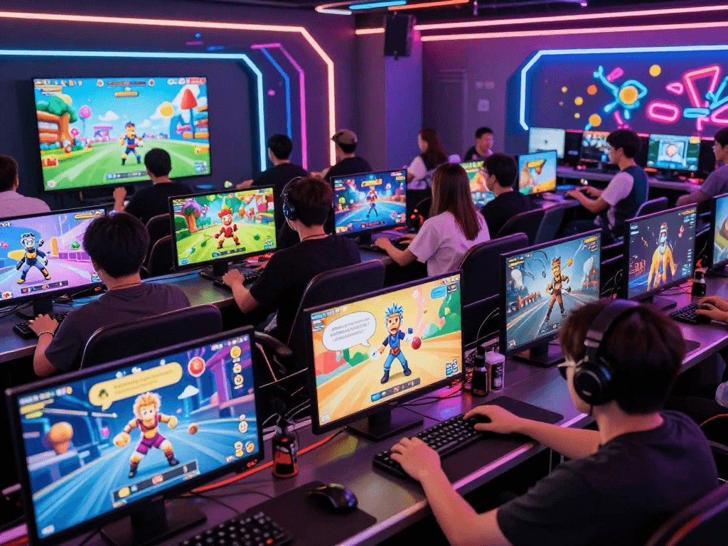 Engaged players experiencing immersive porn games in a vibrant online gaming hub.