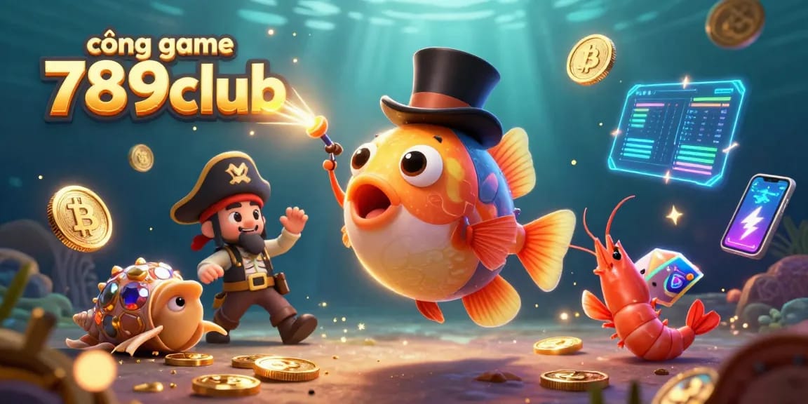 Engage with the best at cổng game 789club featuring a thrilling underwater scene with vibrant characters and crypto elements.