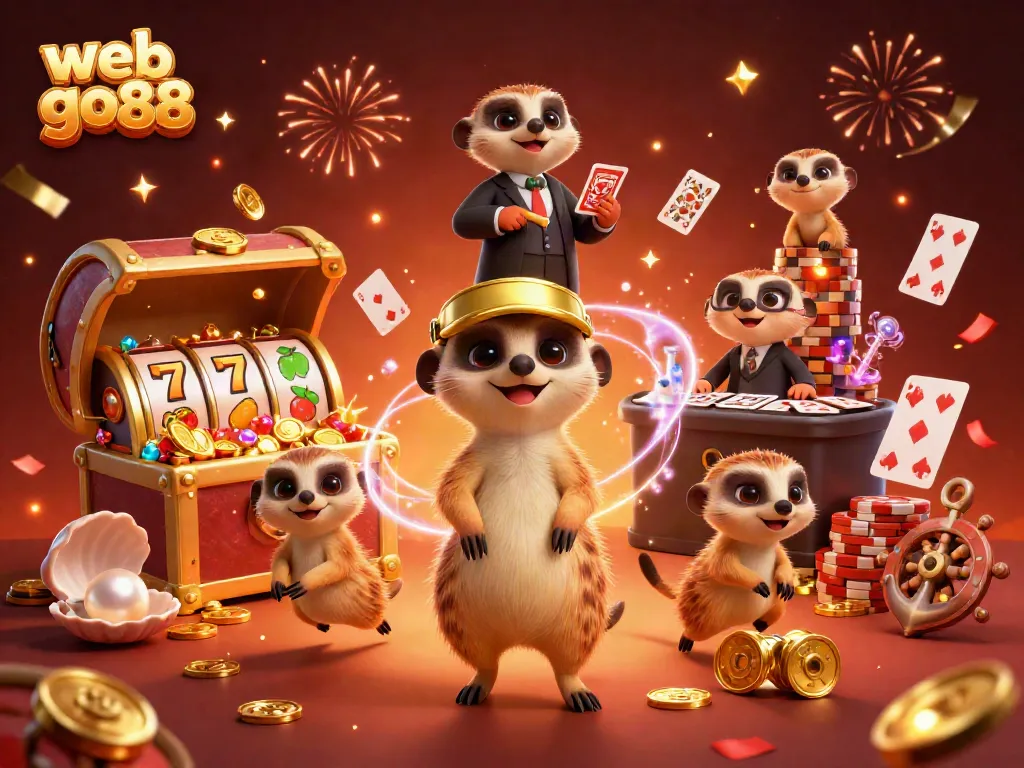 Exciting gameplay with web go88 as meerkats operate a vibrant casino scene full of treasures and energy.