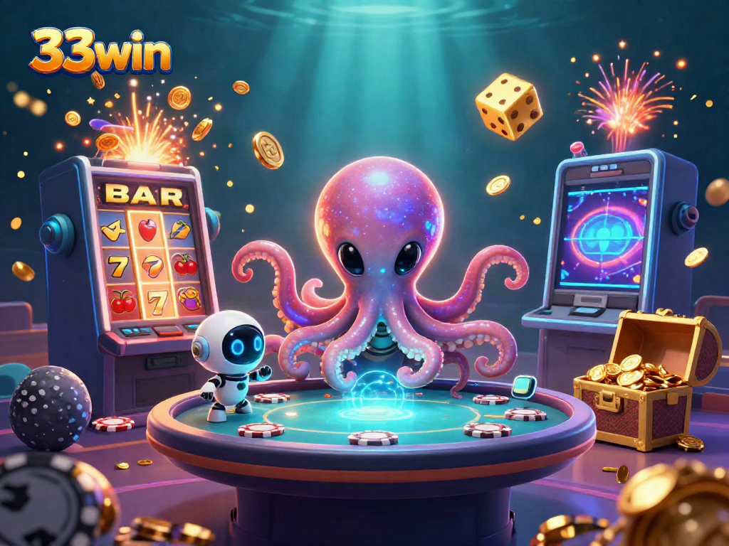 Experience thrilling gameplay with 33win’s alien octopus and jackpot explosion in a vibrant casino world.