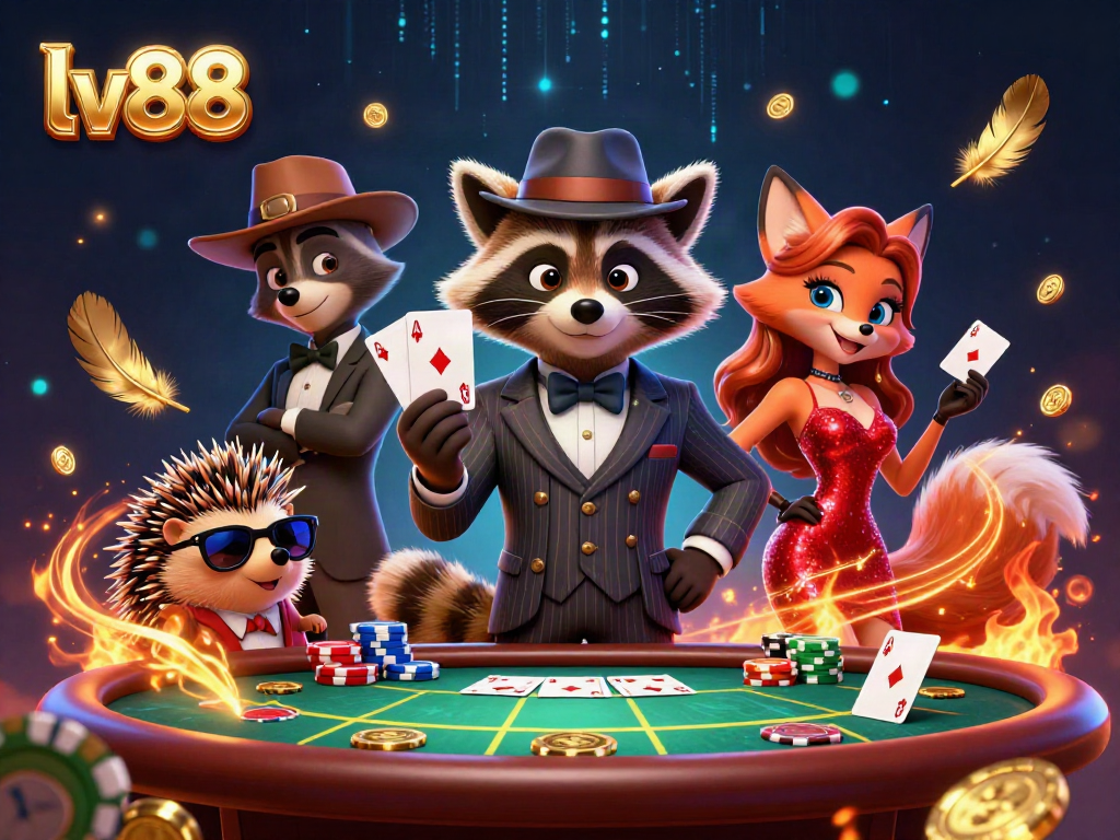 Engage in thrilling poker action with lv88’s stylish raccoon and fox characters at the ultimate casino.