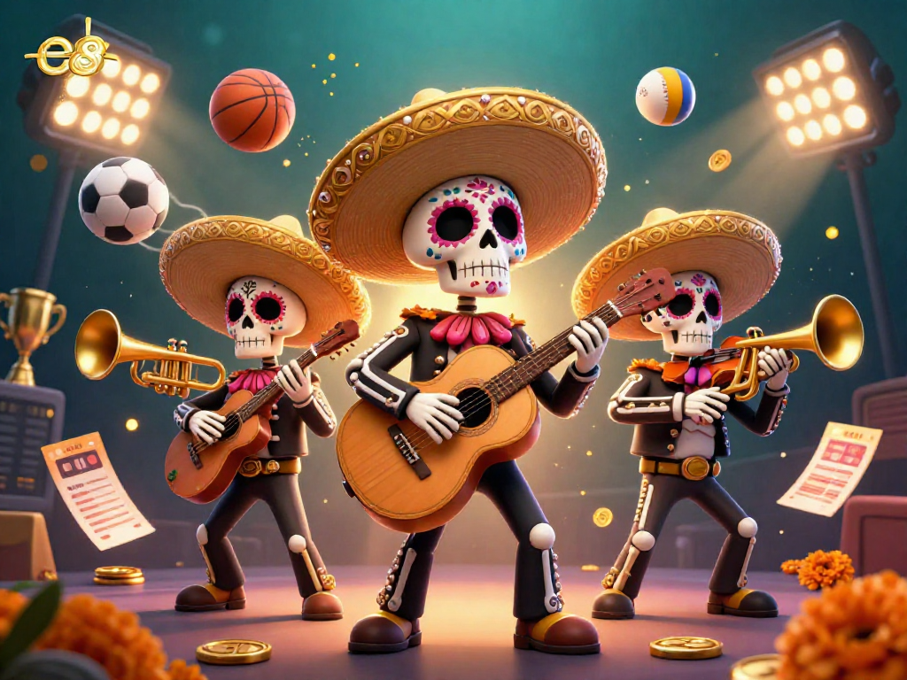 Join the excitement at ea88 with a vibrant mariachi band and dynamic sports elements, celebrating casino fun.