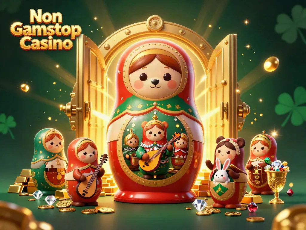Experience the excitement of Non Gamstop Casino with vibrant 3D bears and dynamic treasure elements.