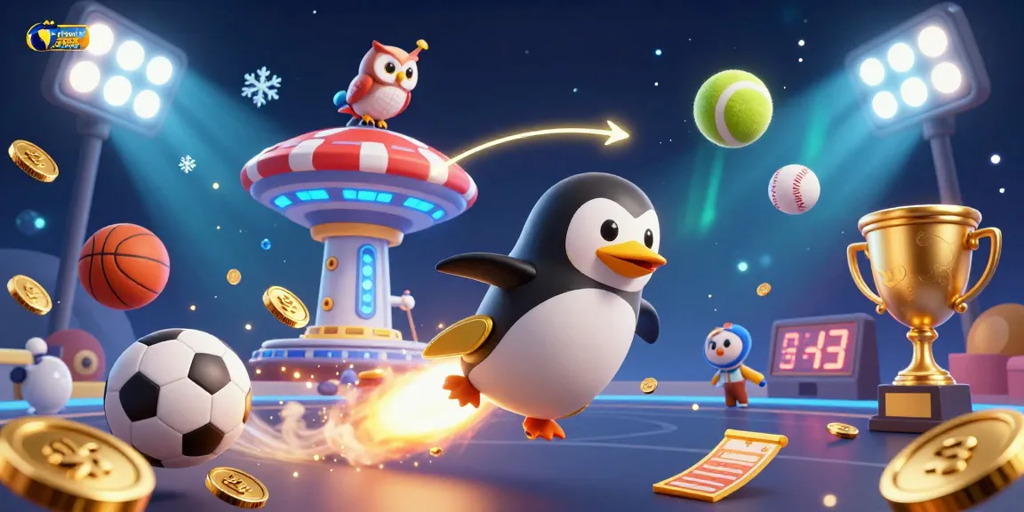 Experience the excitement of credit card casinos with a dynamic 3D penguin rocket blasting through space.
