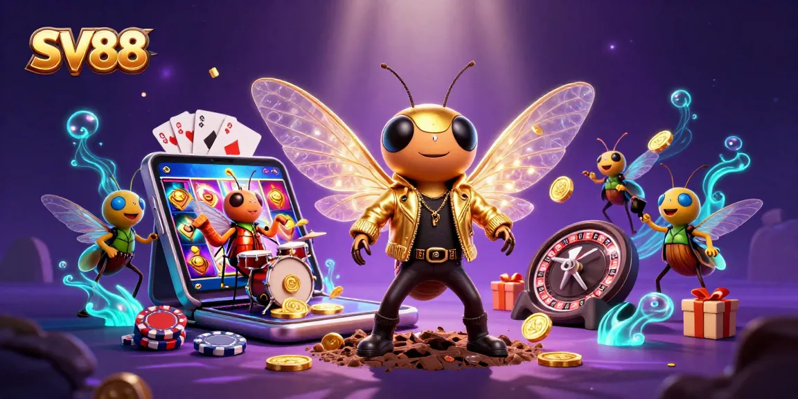SV88 captivates players with a vibrant 3D scene of exciting slots and gaming action.