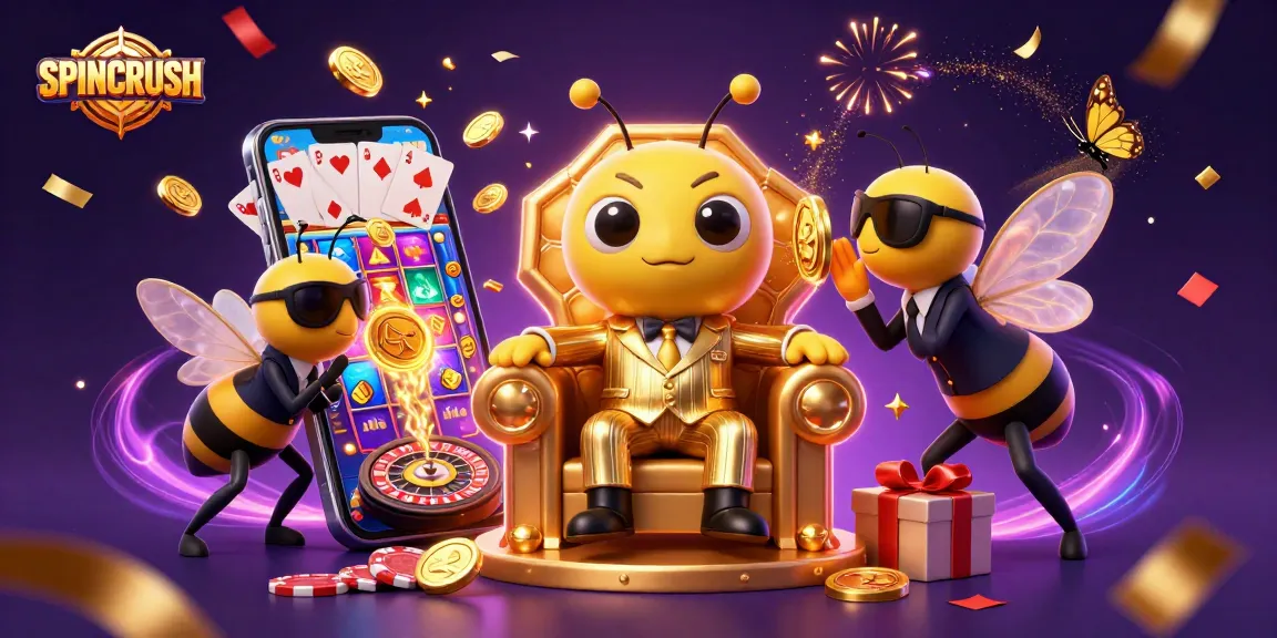 SpinCRUSH showcases a thrilling gaming experience with vibrant 3D characters and engaging gameplay elements.