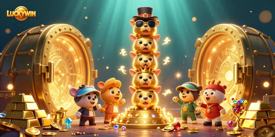 Experience LUCKYWIN's thrilling casino atmosphere with captivating golden totem visuals and treasure elements.