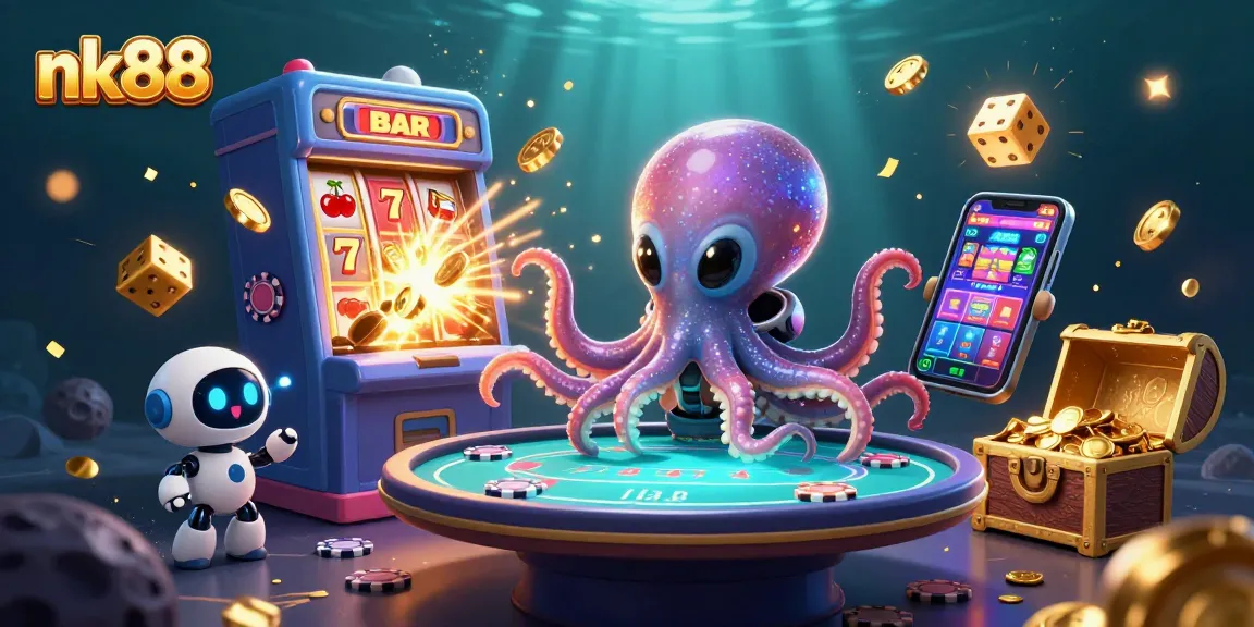 Engage in thrilling online gaming adventures at nk88 with vibrant 3D alien characters and dynamic casino elements.