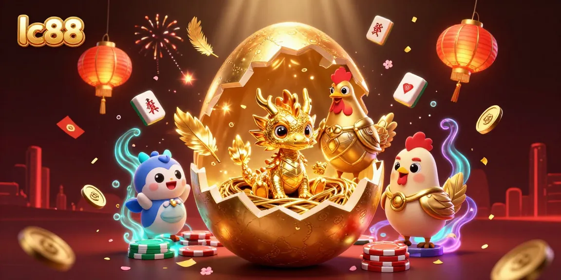 Engage in winning strategies for lc88, showcasing a golden egg dragon and vibrant casino elements.