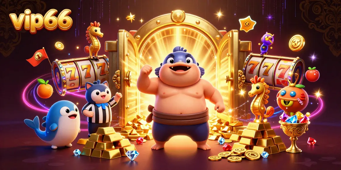 Experience the excitement of vip66 with a vibrant underwater casino scene featuring a fugu sumo wrestler.
