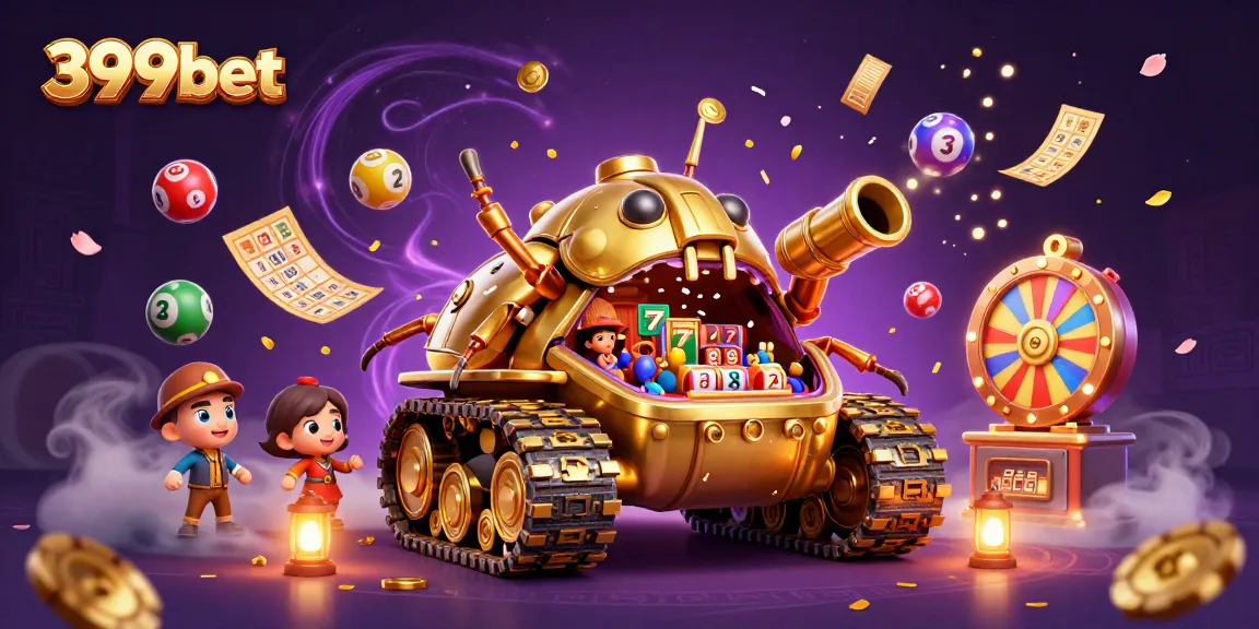 Experience exotic 399bet casino action with animated lottery balls, confetti, and vibrant slot elements.