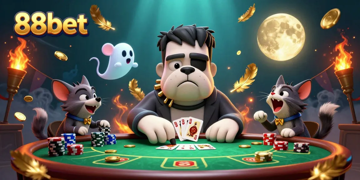 Engage in thrilling card games at 88bet with unique characters and vibrant casino elements.