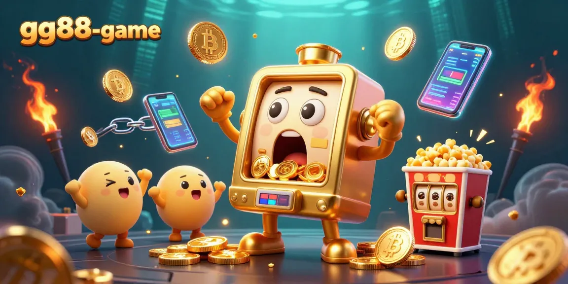 Experience the excitement of gg88-game's animated jackpot moments with vibrant slot machines and crypto elements.